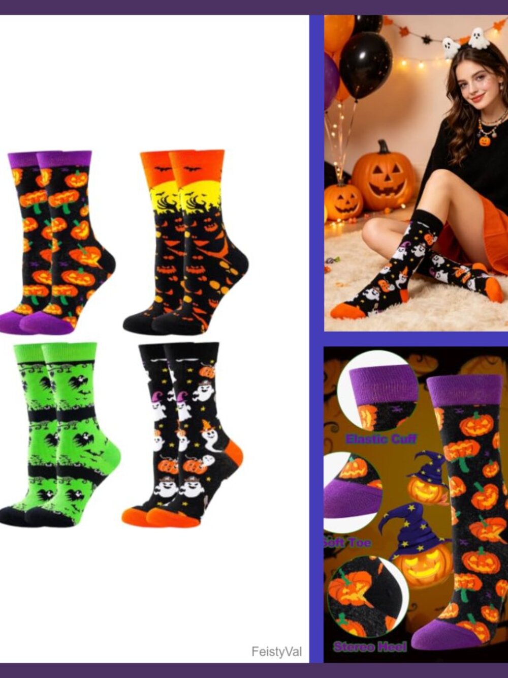 Halloween Crew Socks Cotton Blend Funny Novelty Holiday Gift